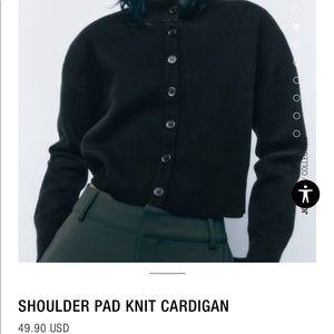 Long sleeve cardigan-black-removable shoulder pads